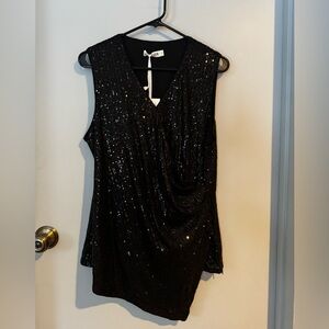 Grace Karin Black Sequin Sleeveless Top NWT Sz XL